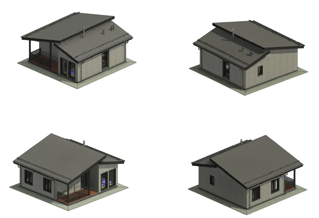 FH-18 — каркасный дом 66,5 м², 2 спальни, 1 санузел, терраса