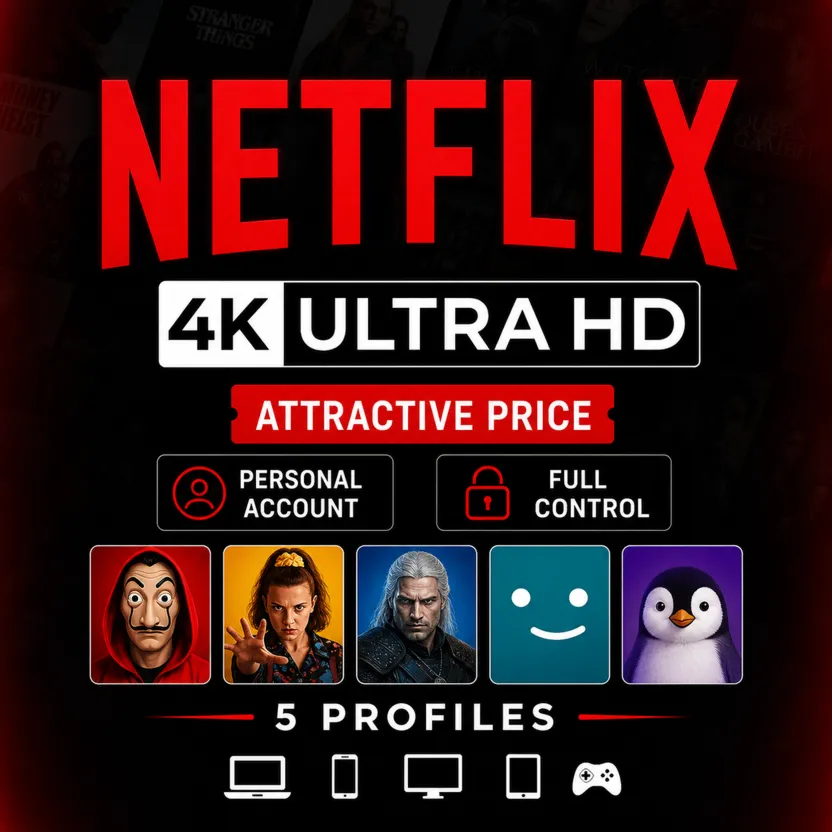 🚀 NETFLIX PRIVATE ACCOUNT | 1 MONTH | 4K UHD PREMIUM | 4 PROFILES |  FULL CONTROLE 🔥 