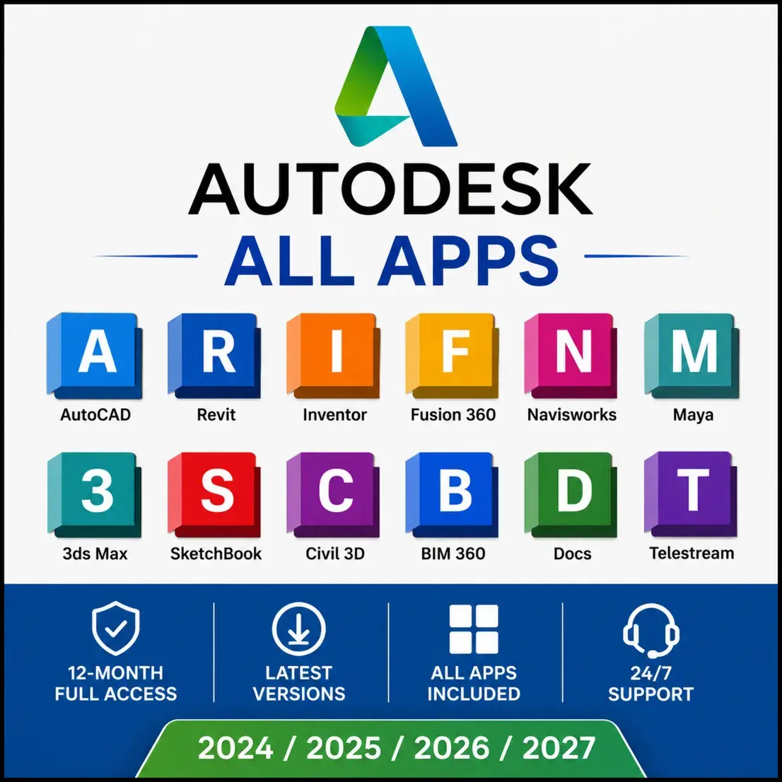 Autodesk All Apps 2024 / 2025 / 2026 / 2027 | EDU-лицензия | Активация на 6 месяцев