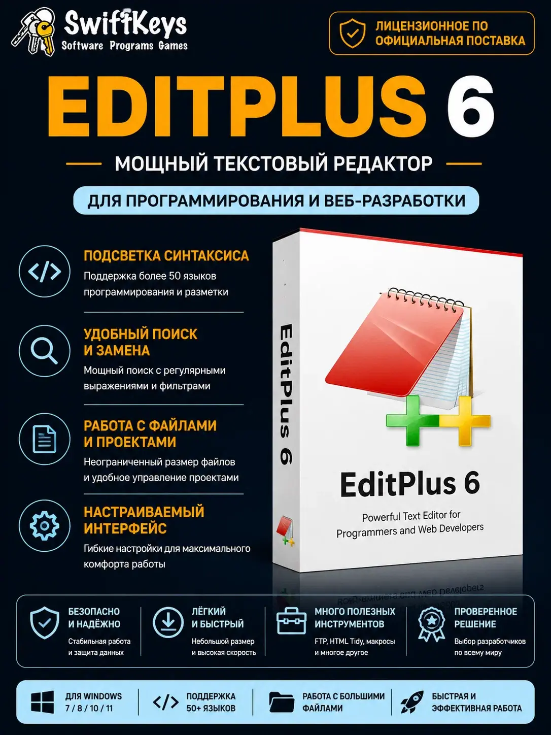 EditPlus 6 / Бессрочная лицензия / Текстовый редактор