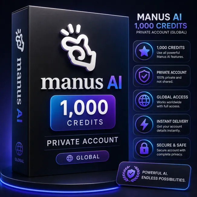 Manus AI 1,000 Credits - Private Account (Global)