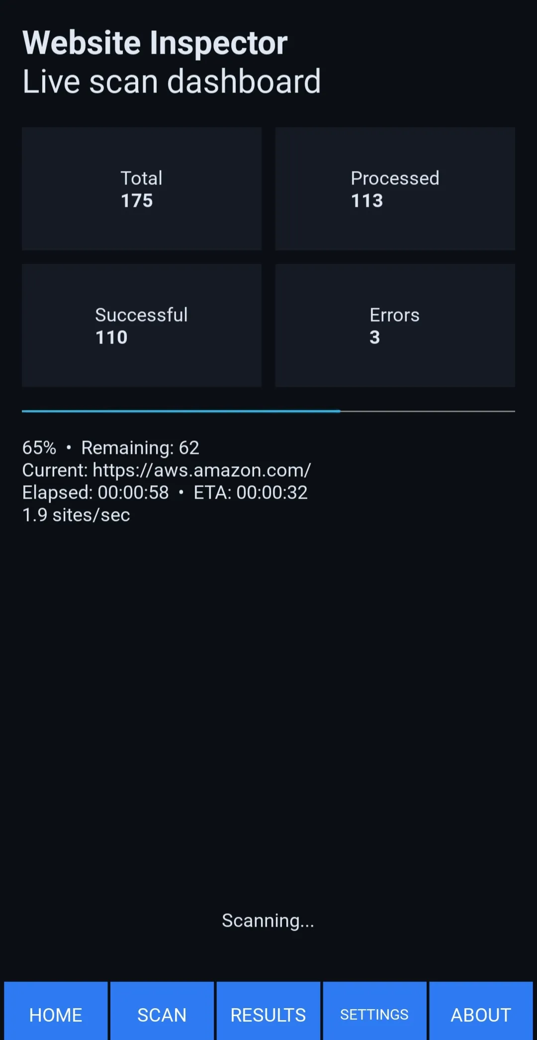 Website Inspector Mobile для Android — сканер сайтов, определение CMS, сервера, CDN,