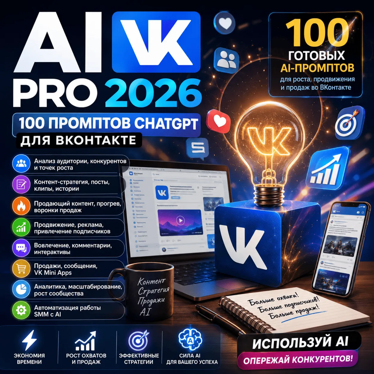 300 промптов ChatGPT для социальных сетей — AI Social Network Pro 2026