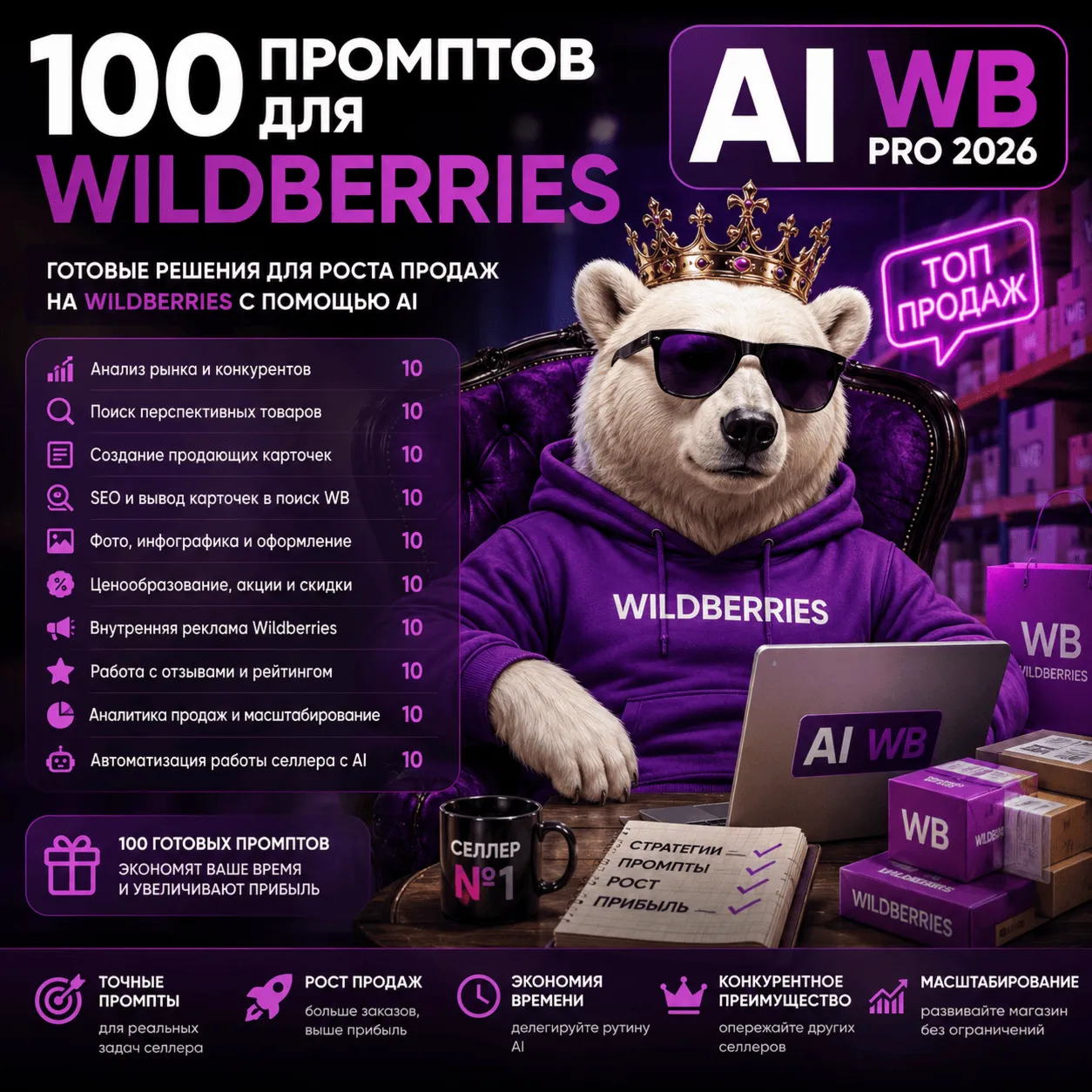 400 промптов ChatGPT для маркетплейсов — AI Marketplaces Bundle Pro 2026