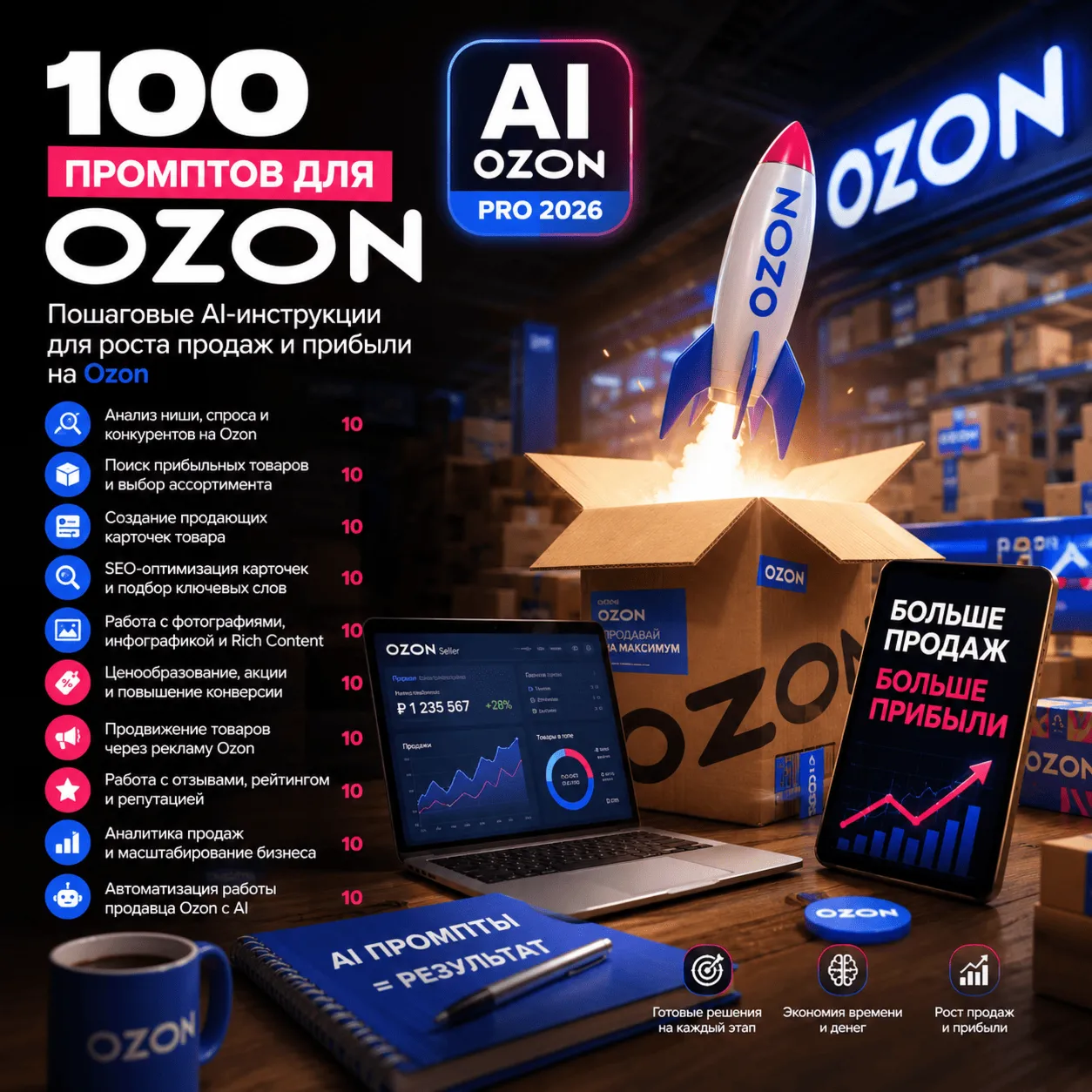 100 промптов ChatGPT для продаж на Оzоn — AI ОZОN Pro 2026