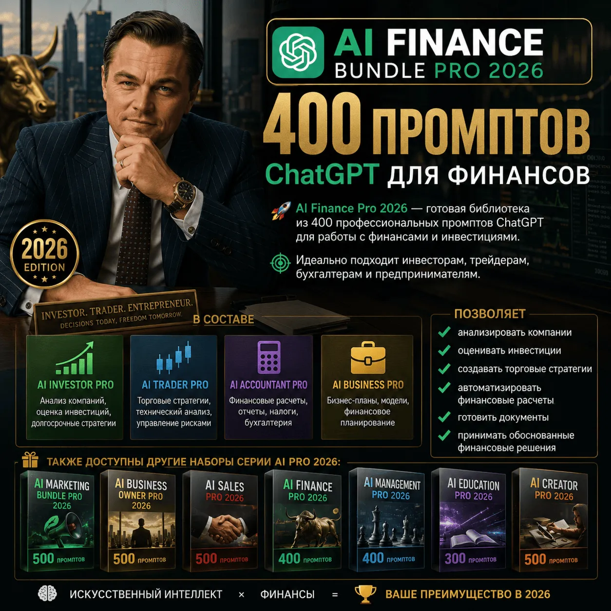 400 промптов ChatGPT для финансов — AI Finance Bundle Pro 2026