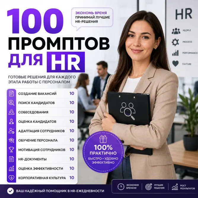 100 промптов ChatGPT для HR — AI HR Pro 2026: подбор, кандидаты