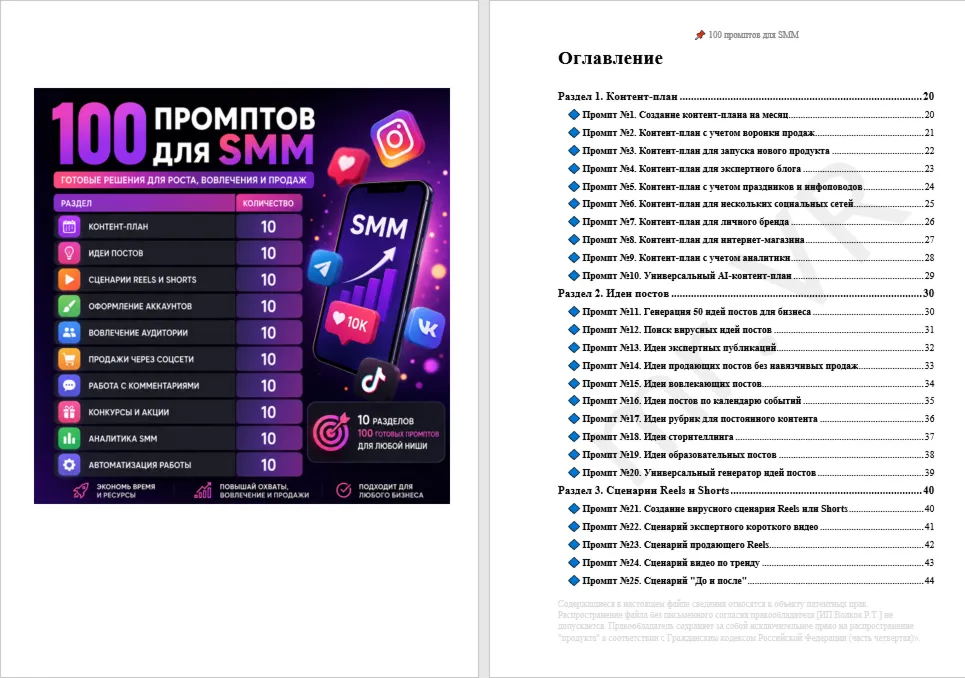 100 промптов ChatGPT для SMM — AI SMM Pro 2026: контент, продвижение