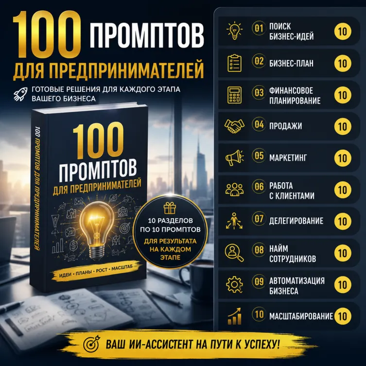 100 промптов ChatGPT для предпринимателей — AI Entrepreneur Pro 2026: идеи, проекты