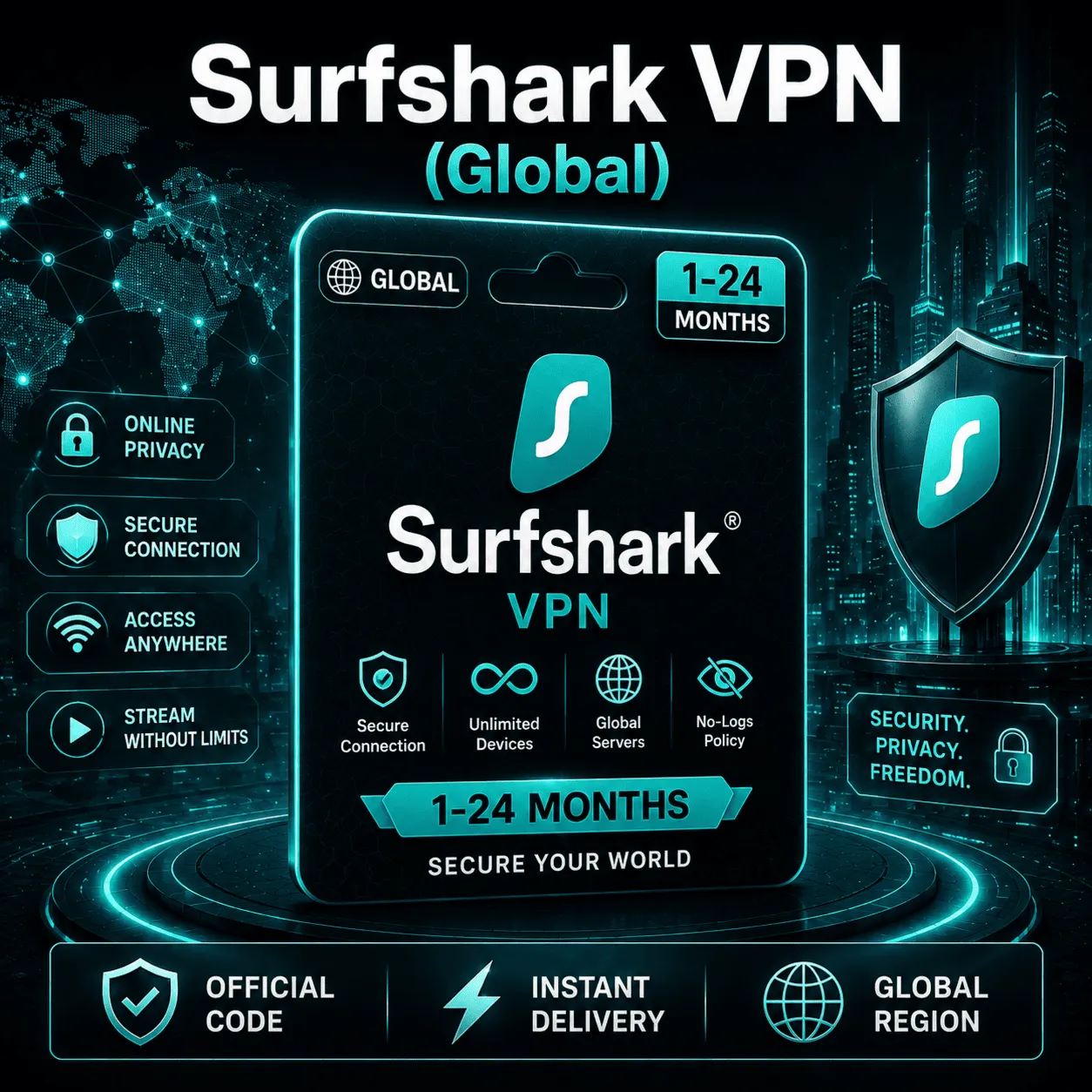 Surfshark  | Подписка 1–24 месяца | Код активации (Все регионы)