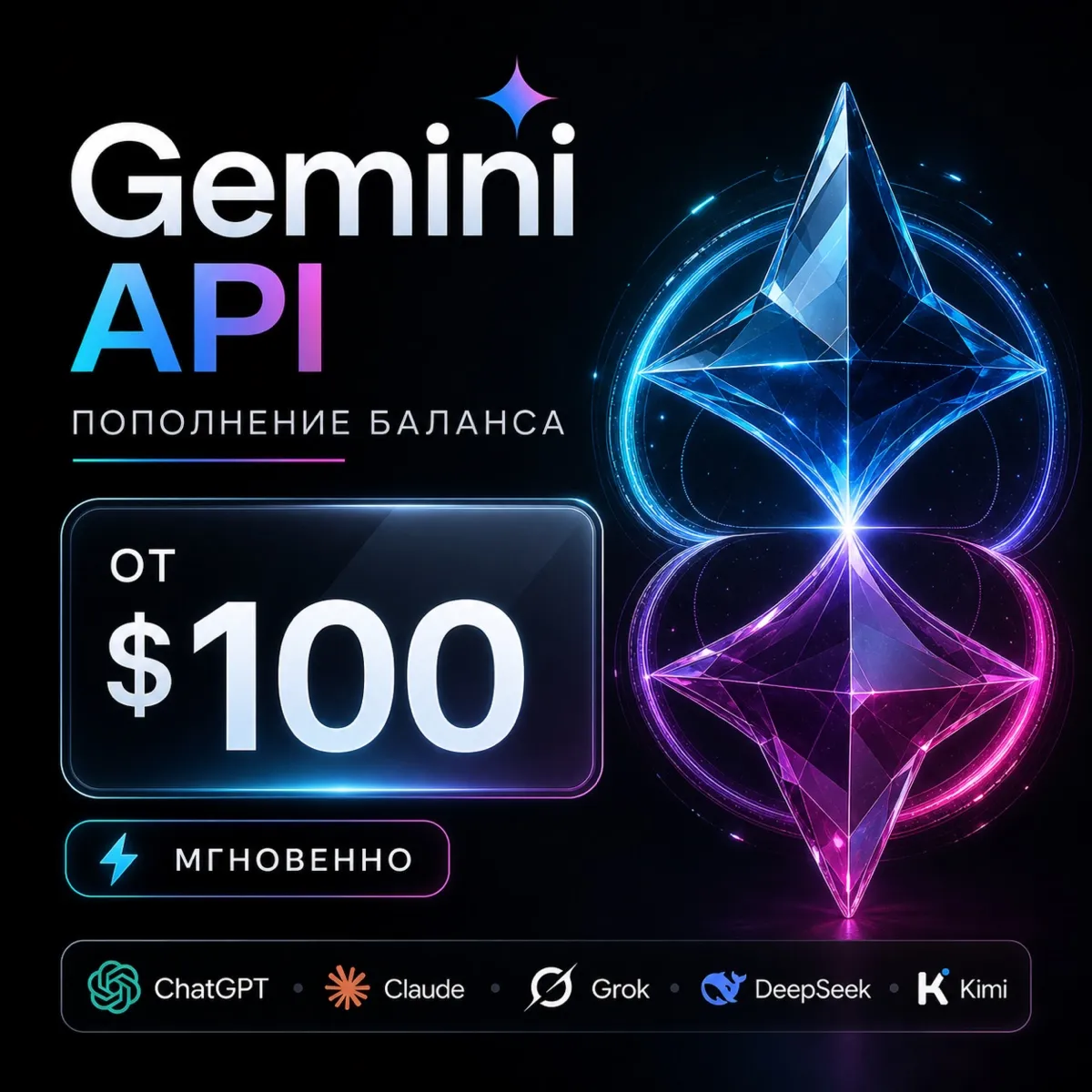 API Gemini / Claude / ChatGPT и др. Баланс 100-1000$. Дашборд - irongamers.ru