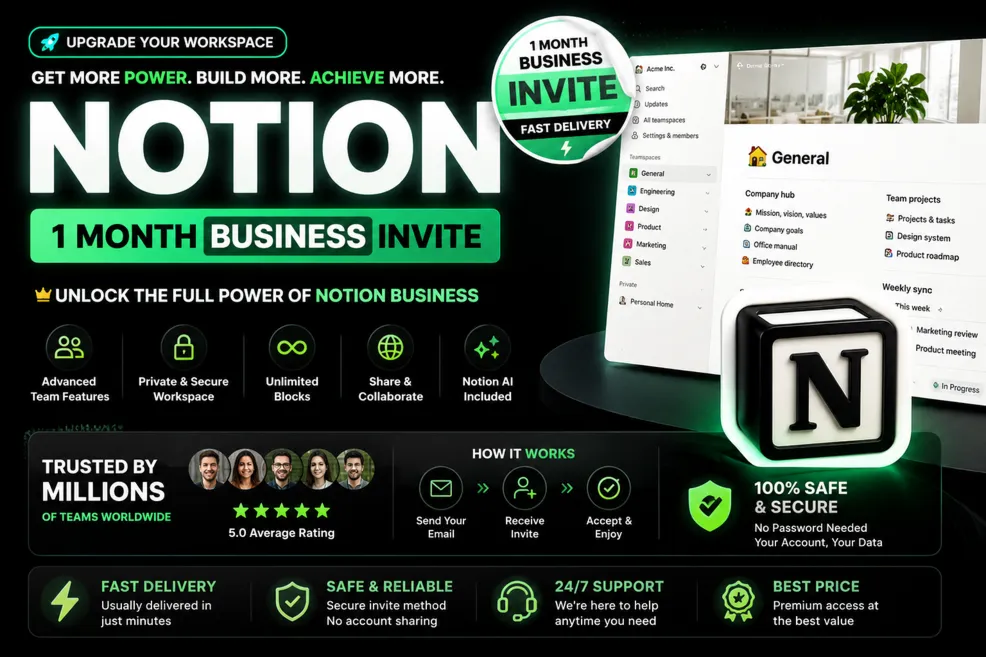 NOTION BUSINESS 1 MONTH | PREMIUM INVITE | FAST DELIVERY | YOUR PERSONAL ACCO - irongamers.ru