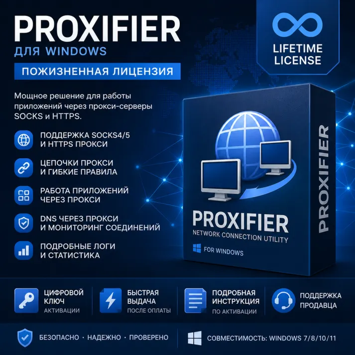 Proxifier для Windows | Lifetime License | Цифровой ключ