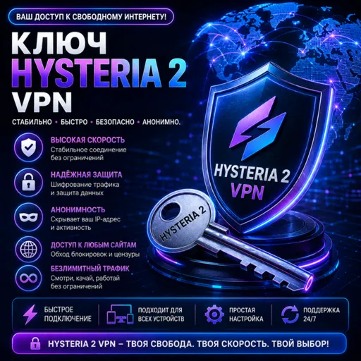 Ключ Hysteria 2 VPN от 1 месяца 2 локации безлимит - irongamers.ru