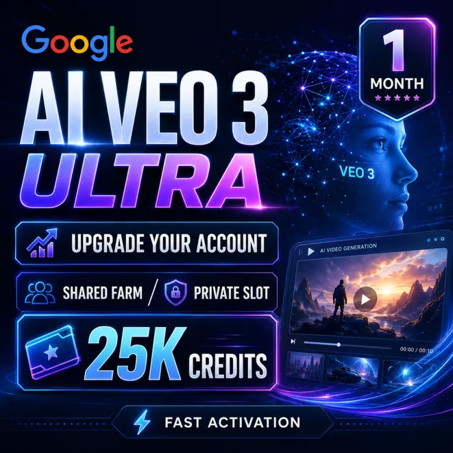 Google AI Veo 3 Ultra | 1 Месяц | 0 / 25K Кредитов | Активация на Ваш Аккаунт | Гаран