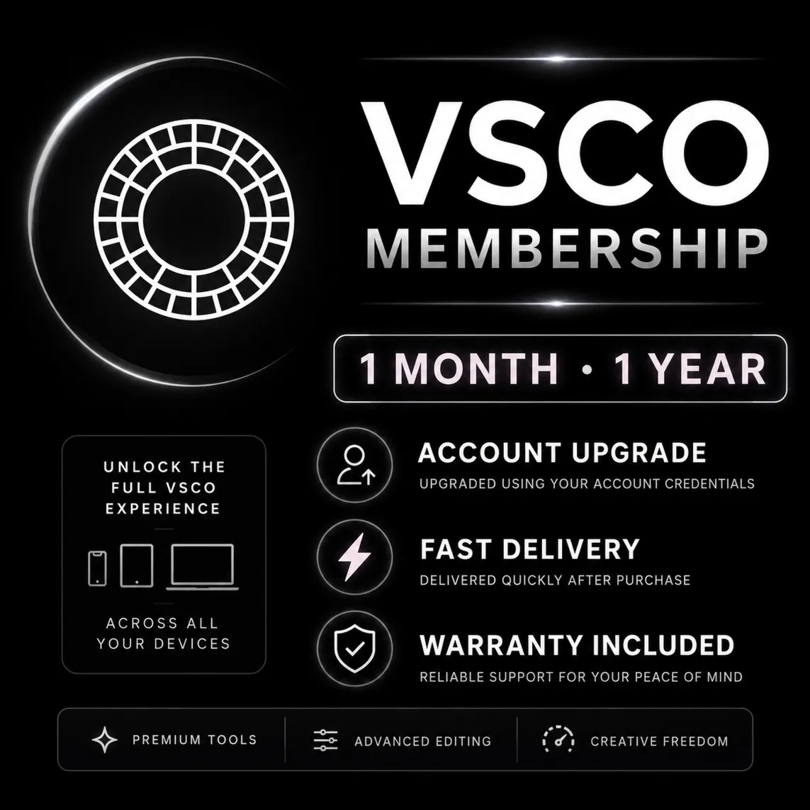 VSCO Membership | 1 Месяц / 1 Год | Активация на Вашем Аккаунте | Гарантия