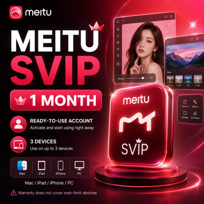 Meitu SVIP | 1 Month | Ready Account | Up to 3 Devices | Fast Delivery | Warranty