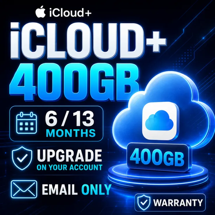 iCloud+ 400GB | 6 / 13 Months | Account Upgrade | Email Only | Warranty