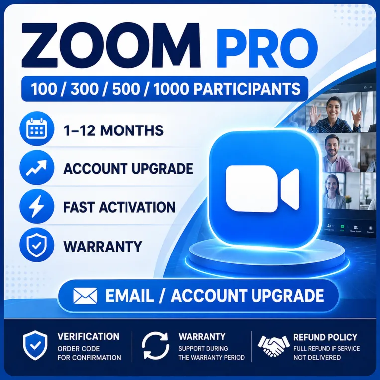 Zoom Pro | 100/300/500/1000 Участников | 1-12 Месяцев | Апгрейд Аккаунта