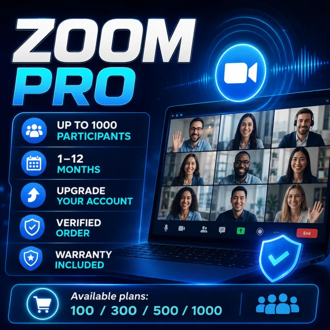 Zoom Pro | 100/300/500/1000 Участников | 1-12 Месяцев | Апгрейд Аккаунта