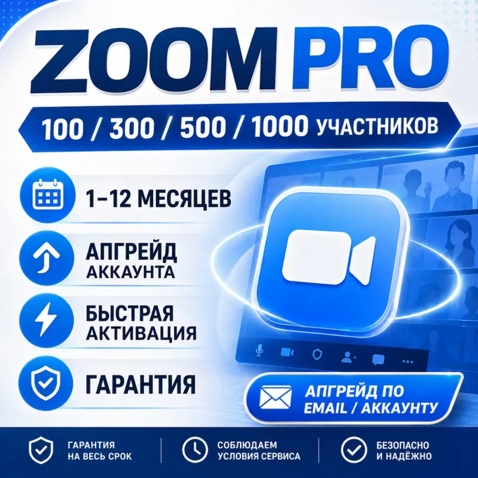 Zoom Pro | 100/300/500/1000 Участников | 1-12 Месяцев | Апгрейд Аккаунта