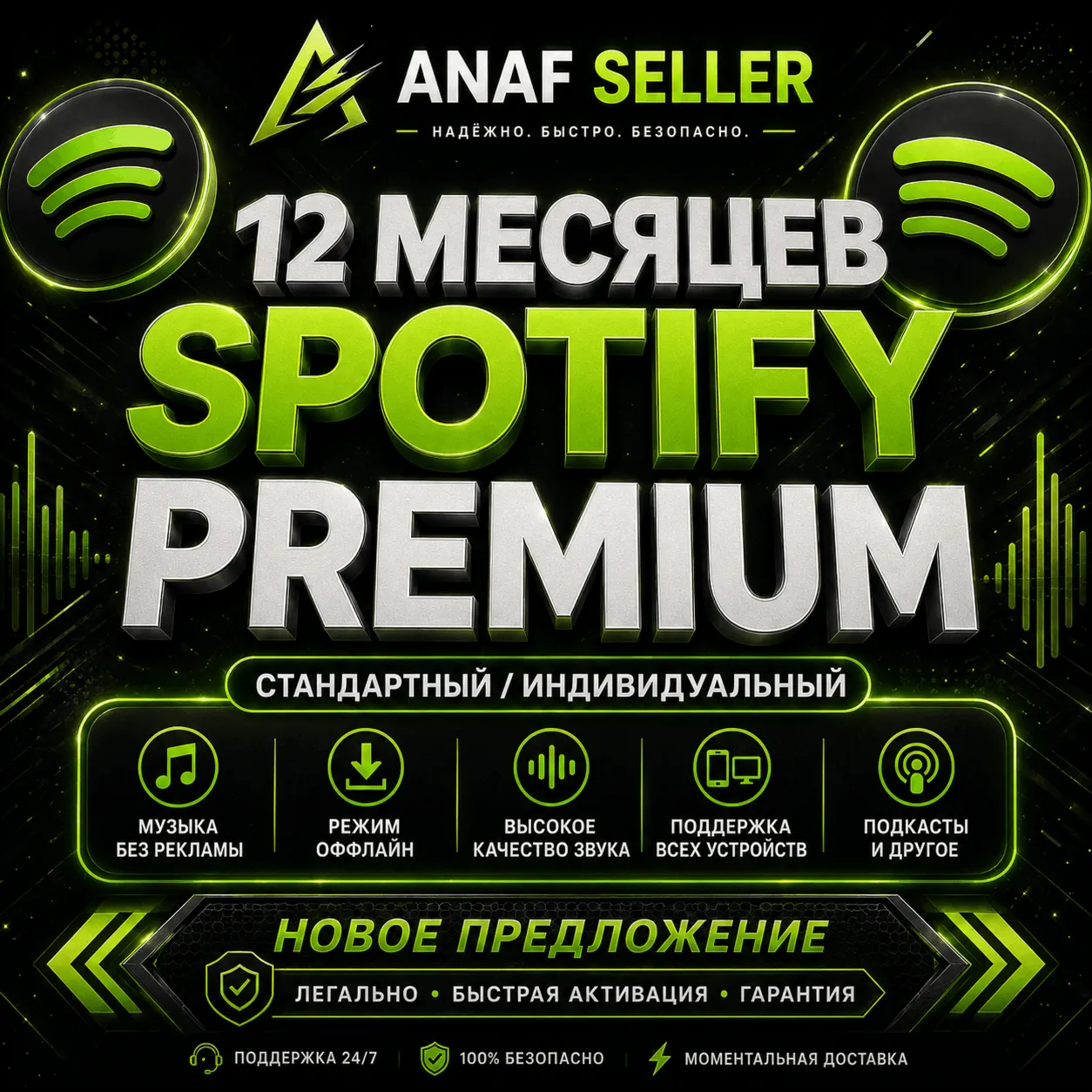 SPOTIFY PREMIUM - 1 год | ИНДИВИДУАЛЬНЫЙ ЛЮБОЙ АККАУНТ | ЛУЧШАЯ ЦЕНА ДЕЙСТВ - irongamers.ru