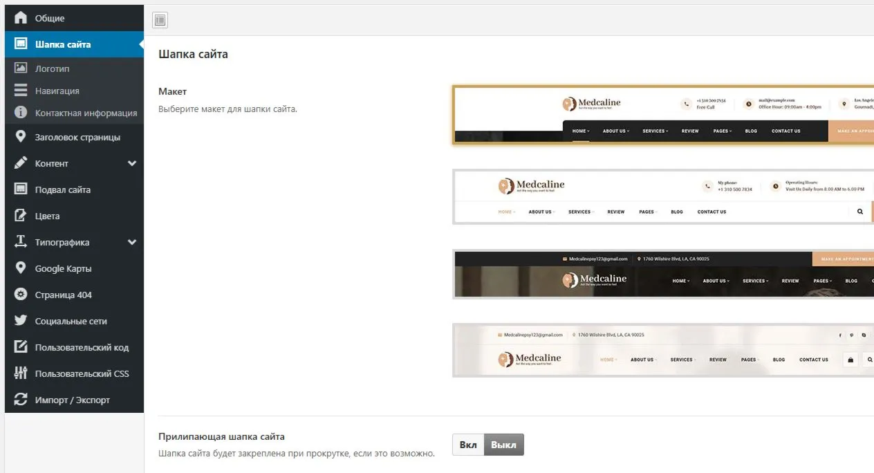 Перевод Medcaline v3 - Themeforest [WP] русификация