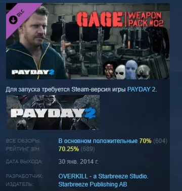 PAYDAY 2: Gage Weapon Pack #02 DLC АВТОДОСТАВКА STEAM РОССИЯ - irongamers.ru