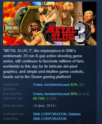 METAL SLUG 3 АВТОДОСТАВКА STEAM GLOBAL МГНОВЕННО ЛИЦЕНЗИЯ