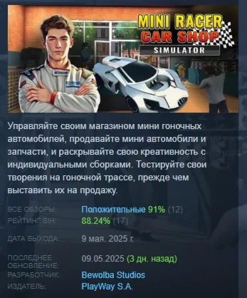 Mini Racer Car Shop Simulator АВТОДОСТАВКА STEAM GLOBAL МГНОВЕННО ЛИЦЕНЗИЯ