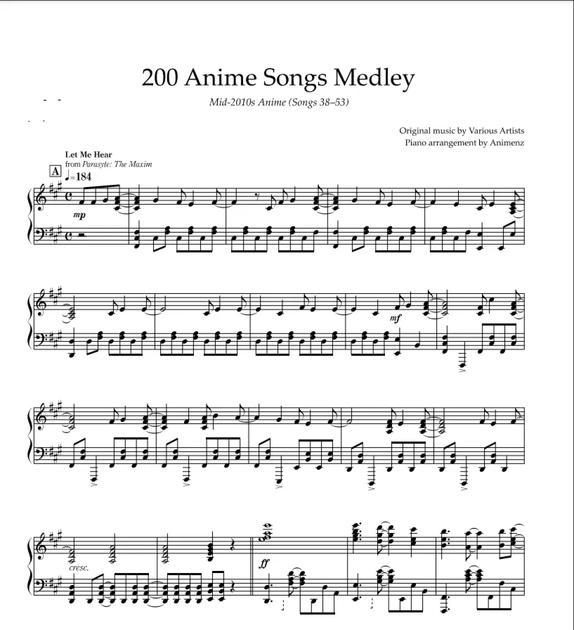 Ноты Animenz - Mid-2010s Anime (Songs 38-53) - irongamers.ru