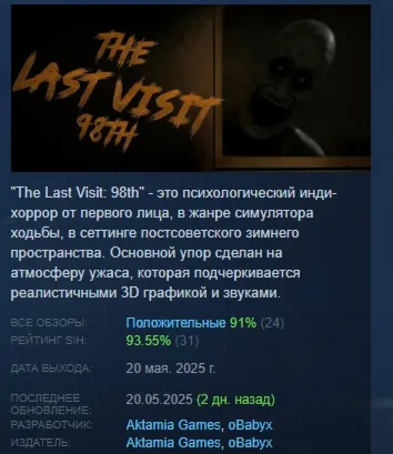 The Last Visit: 98th АВТОДОСТАВКА STEAM GLOBAL МГНОВЕННО ЛИЦЕНЗИЯ