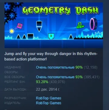 Geometry Dash АВТОДОСТАВКА STEAM РОССИЯ - irongamers.ru