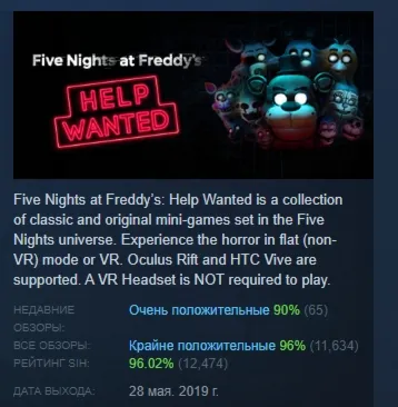 Five Nights at Freddy&acute;s Help Wanted АВТОДОСТАВКА STEAM РОССИЯ - irongamers.ru