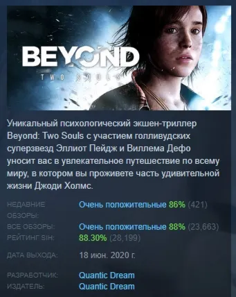 Beyond: Two Souls АВТОДОСТАВКА STEAM GLOBAL МГНОВЕННО ЛИЦЕНЗИЯ