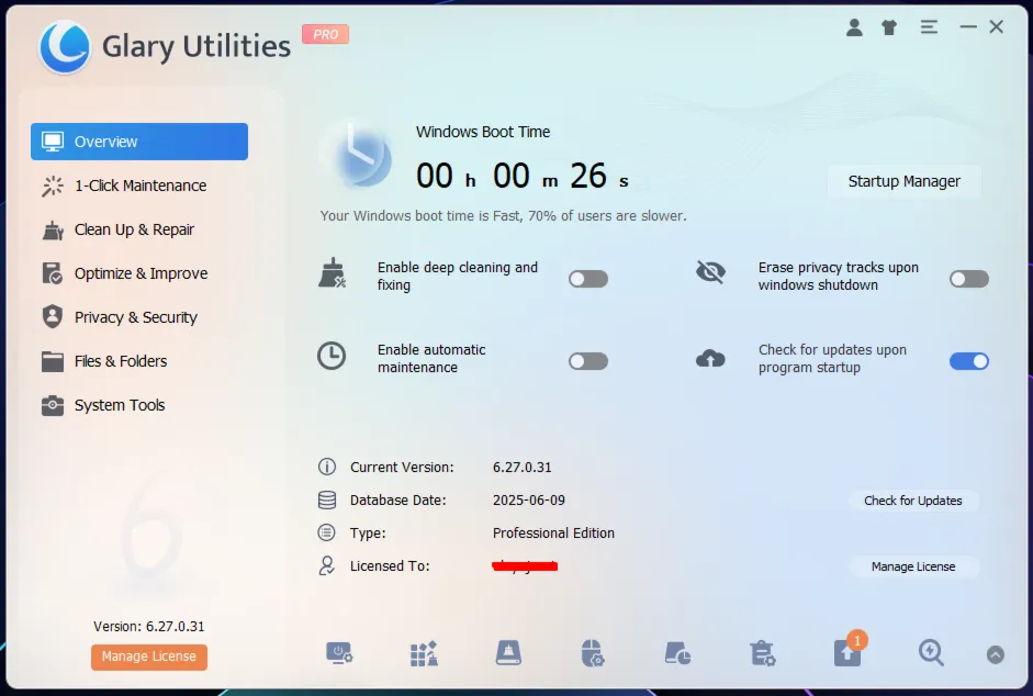 🥏 Glary Utilities PRO 🔑 Ключ на 1 год 🚀 22.06.2026