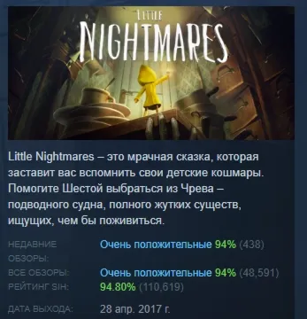 Little Nightmares АВТОДОСТАВКА STEAM РОССИЯ - irongamers.ru