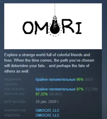 OMORI АВТОДОСТАВКА STEAM GLOBAL МГНОВЕННО ЛИЦЕНЗИЯ