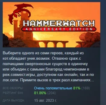 Hammerwatch Anniversary Edition АВТОДОСТАВКА STEAM GLOBAL МГНОВЕННО ЛИЦЕНЗИЯ