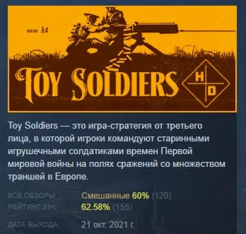 Toy Soldiers: HD АВТОДОСТАВКА STEAM GLOBAL МГНОВЕННО ЛИЦЕНЗИЯ