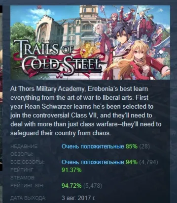 The Legend of Heroes: Trails of Cold Steel АВТОДОСТАВКА STEAM GLOBAL МГНОВЕННО ЛИЦЕНЗ