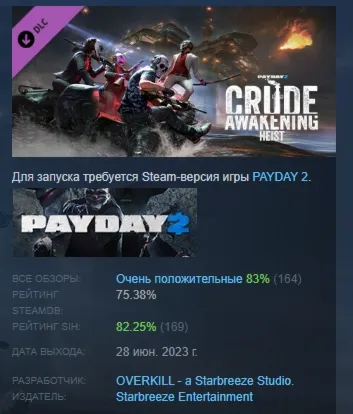 PAYDAY 2: Crude Awakening Heist DLC АВТОДОСТАВКА STEAM РОССИЯ