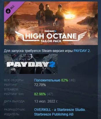 PAYDAY 2: High Octane Tailor Pack DLC АВТОДОСТАВКА STEAM РОССИЯ - irongamers.ru