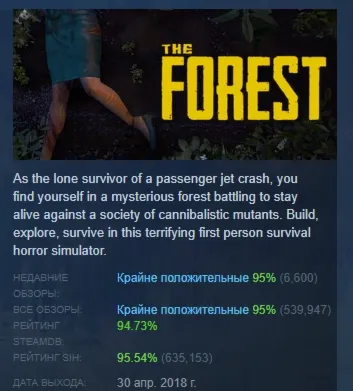 The Forest АВТОДОСТАВКА STEAM GLOBAL МГНОВЕННО ЛИЦЕНЗИЯ