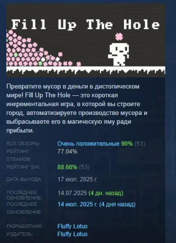 Fill Up The Hole АВТОДОСТАВКА STEAM GLOBAL МГНОВЕННО ЛИЦЕНЗИЯ