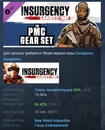 Insurgency: Sandstorm - PMC Gear Set DLC AUTODELIVERY STEAM RUSSIA
