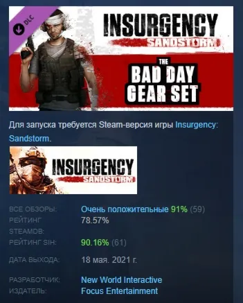 Insurgency: Sandstorm - Bad Day Gear Set DLC AUTODELIVERY STEAM RUSSIA