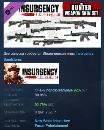 Insurgency: Sandstorm - Hunter Weapon Skin Set DLC AUTODELIVERY STEAM RUSSIA