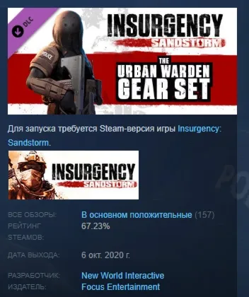 Insurgency: Sandstorm - Urban Warden Gear Set DLC AUTODELIVERY STEAM РОССИЯ