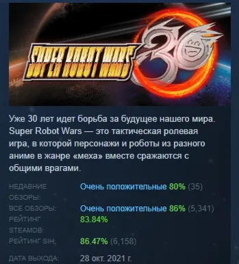 Super Robot Wars 30 АВТОДОСТАВКА STEAM GLOBAL МГНОВЕННО ЛИЦЕНЗИЯ